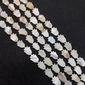Natural iridescent tulip-shaped shell beads with mother of pearl luster for jewelry DIY - Hand (Hamsa Hand) / 11x15mm / Pearl White