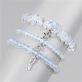 Three-piece stretch bracelet set with light blue natural stones and silver charms - Light Blue (FK1312-19CM)