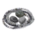 Pulsera de cuentas de labradorita gris de 4mm con piedras de energía brutas pulidas - Labradorita (FK1257)