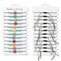 Detail of 12pcs adjustable starfish bead bracelets with colorful charms and woven ropes - Starfish Style (FK1862) / Woven Style