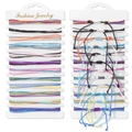 Detailed view of 12-piece adjustable hand-woven wax cord bracelets on display cards - Surf Style Wax Rope Style (FK1872) / Woven Style