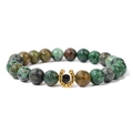Natural mixed stone bead bracelet for men with golden horseshoe charm on white background - Mixed Natural Ore Style (FD10978-19CM)