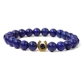 Bracciale di perle di lapislazzuli blu navy con ciondolo a ferro di cavallo dorato elastico - Stile Lapislazzuli Blu Profondo (FD10979-19CM)