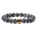 Bracciale in pietra naturale labradorite con ciondolo a ferro di cavallo dorato ed elastico - Stile Labradorite (FD10981-19CM)