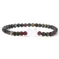 Dehnbares Armband mit 4mm Natursteinperlen und einem weißen Katzenanhänger für Damen - Erdton Mischsteinstil (FD10120-19CM)