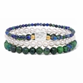 Three-layer set of natural stone beads, pearls, and a shell charm in blue and green - Malachite Green Set (FK1752-19CM)