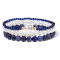 Three-piece set of lapis blue natural stone beads and white pearl bracelets for women - Deep Blue Sodalite Set (FK1753-19CM)