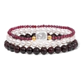 Three-layer beaded bracelet set with natural red garnet, white pearls and purple stones - Red Agate Set (FK1755-19CM)