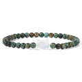 Elastisches Perlenarmband mit 4mm Natursteinen und weißem Muschel-Eulencharm - Afrikanischer Türkis-Texturstil (FD10140-19CM)