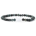 Elastisches Perlenarmband mit grünen Natursteinen und einer weißen Katzen-Opalperle - Unakite-Texturstil (FD10146-19CM)