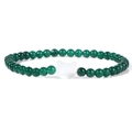Elastisches Perlenarmband mit 4mm dunkelgrünen Steinen und weißem Katzenanhänger - Dunkelgrüner Perlenstil (FD10148-19CM)