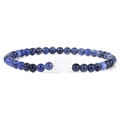 Elastisches Perlenarmband mit 4mm blauen Natursteinen und weißem Katzenanhänger - Blauer Sodalith-Musterstil (FD10149-19CM)