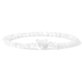 Elastisches weißes Naturstein-Perlenarmband mit einem minimalistischen Muschel-Katzenkopf - Reinweißer Perlenstil (FD10150-19CM)