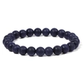 Deep blue sandstone 8mm beaded bracelet with natural shimmering starlight effect - 19cm / Starlight Blue Sandstone (FK0698)