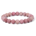 Handmade 8mm pink natural stone beaded elastic bracelet with vintage matte finish - 19cm / Pink Rhodonite (FK0704)