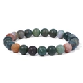 8mm multi-color natural stone beaded elastic bracelet with vintage matte finish texture - 19cm / Multicolor Mixed Agate (FK0711)