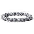 Minimalist 8mm beaded elastic bracelet featuring black and white spiral natural stone beads - 19cm / Black & White Swirl Pattern (FK0716)