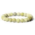 Men's vintage natural stone beaded bracelet with 8mm yellow and green matte gems - 19cm / Light Yellow Green Raw Stone (FK0718)