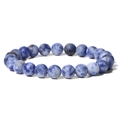 8mm natural blue sodalite stone bead bracelet for men with elastic cord and matte finish - 19cm / Blue Mottled Texture (FK0720)