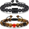Dettaglio del set di bracciali Ariete con occhio di tigre e perle nere opache moda - Ariete (G0328) / Set da 2 pezzi