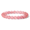 Handmade 8mm natural pink stone bead bracelet with elastic cord and matte finish - 19cm / Soft Rose Quartz (FK0722)