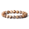Handmade 8mm picture jasper stone beaded bracelet with vintage matte finish texture - 19cm / Picture Jasper Natural (FK0737)