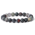 Handmade 8mm natural bloodstone beaded stretch bracelet with green and red mineral textures - 19cm / Natural Bloodstone (FK0742)
