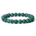 8mm natural green malachite stone beaded bracelet with stretch cord for men and women - 19cm / Malachite Green Black Stripe (FK0743)