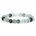 Retro 8mm matte natural stone bead elastic bracelet with green and purple fluorite - 19cm / Frosted Fluorite Multicolor (FK0744)