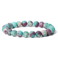 Natural 8mm stone bead bracelet featuring a multi-color matte finish and elastic cord - 19cm / Cyan Purple Emperor Stone (FK0752)