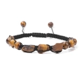 Pulsera artesanal de cuentas de ojo de tigre con cuerda trenzada negra y nudo ajustable - Estilo Ojo de Tigre (FA0287)