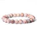8mm natural stone stretch bracelet with matte multi-color pink and red marbled beads - 19cm / Matte Pink White Red Mix (FK0753)