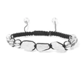 Handgeweven armband met ruwe witte kristallen en zwart koord voor mannen - Witte Kristal Stijl (FA0289)
