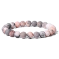 8mm natural stone beaded bracelet with matte pink and gray mineral textures for men - 19cm / Frosted Pink Grey Stone (FK0748)