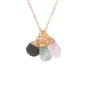 Ketting met natuurlijke ruwe stenen in zwart, groen en roze op gouden ketting - Zwart en Lichtgroen Steen Stijl (FN1777)