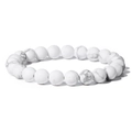 Beaded bracelet with 8mm white howlite natural stone beads on elastic cord - 19cm / Matte Howlite Texture (FK0755)