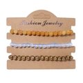 Three-piece stretch bracelet set with orange, iridescent, and gold stone beads - 19cm / Orange Rainbow Gold Lava Beads (FK0508)