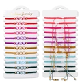 Set of 12 colorful braided friendship bracelets with heart beads and adjustable cords - Heart And Star Style / Woven Style