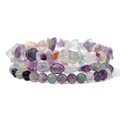Dreiteiliges Fluorit-Perlenarmband-Set mit runden und unregelmäßigen Natursteinen - Bunter Fluorit