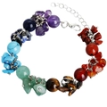 Bracelet en améthyste naturelle et perles de pierres multicolores avec fermoir homard - Style Minerai Coloré (KL0009)