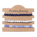 Three-piece stretch bracelet set with natural blue lapis and white turquoise stone beads - 19cm / Lapis Turquoise Blue Beads (FK0514)