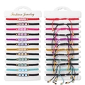Set of 12 colorful braided heart bead friendship bracelets with adjustable cords - Square Heart Woven Style / Woven Style