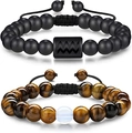 Set di due bracciali con occhio di tigre, segno zodiacale Acquario e cordino regolabile - Acquario (G0326) / Set da 2 pezzi
