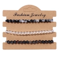 Three-piece set of natural stone bead bracelets with transparent and dark patterned beads - 19cm / Waterweed Clear Brown Spotted Beads (FK0521)