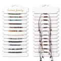 10-piece natural stone bead bracelet set with adjustable brown woven drawstrings - Colorful Round Bead Style (FK1647) / Woven Style