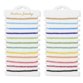 24Pcs colorful glass seed bead elastic bracelets set on fashion jewelry cards - Glass Seed Bead Style (FK1643) / Woven Style