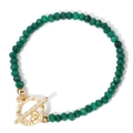 Pulsera de cuentas de piedra verde esmeralda facetada con cierre de palanca dorado texturizado - Estilo de Cuenta Facetada Verde Esmeralda (FB0300) / Verde Esmeralda