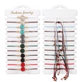 Set of 12 adjustable braided cord bracelets with colorful druzy stone pendants - Druzy Effect Pendant Style (FK1864) / Woven Style