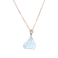 Irregular natural light blue stone pendant necklace with minimalist golden chain - Pale Blue Raw Stone Gold Chain (FN1742)
