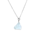 Collana con pendente in pietra naturale azzurra irregolare e catena d'argento fine - Pietra Grezza Blu Pallido Trasparente Catena Argento (FN1743)